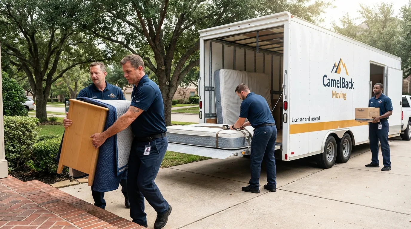 Crew loading residential truck for cross-state move from Fruitport, MI