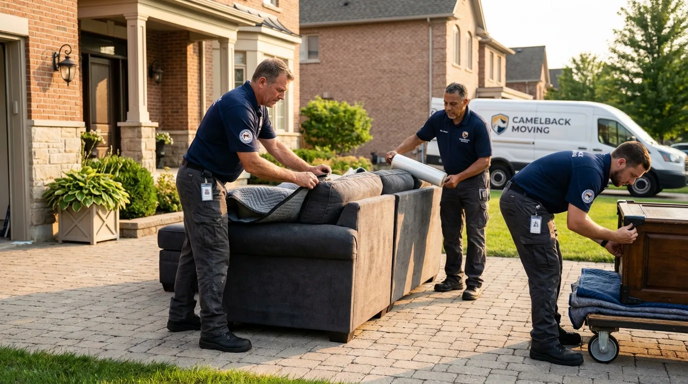 Large estate moving crew wrapping furniture in Fruitport, MI